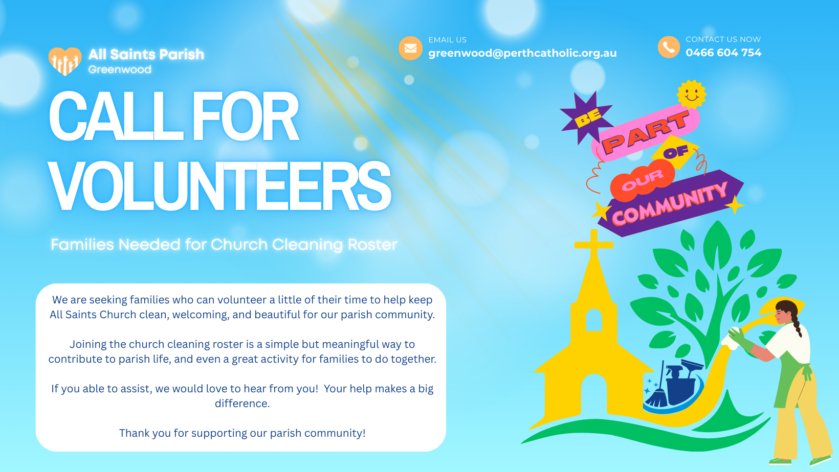 Blue and Yellow Illustrated Call for Volunteers Facebook Cover