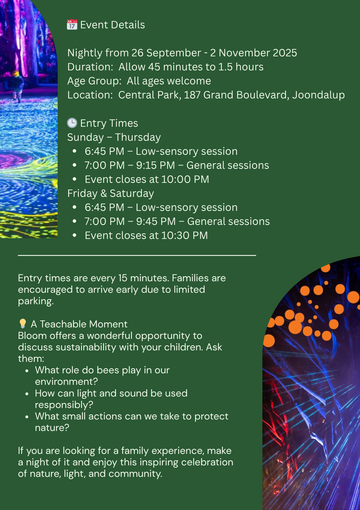 Flyer - Celebrate Sustainability at the Bloom Light Festival (1) Flyer - Celebrate Sustainability at the Bloom Light Festival (1)
