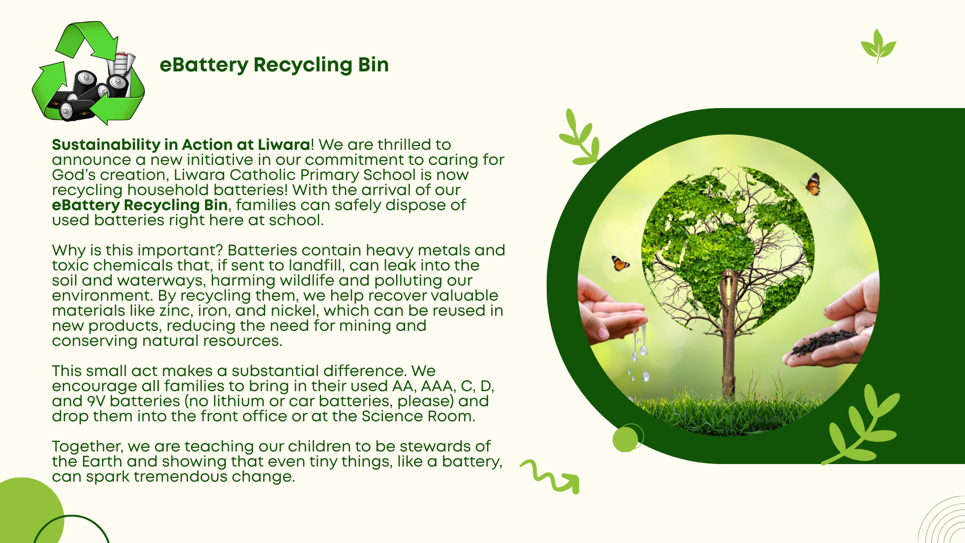 Green and Cream Modern Geometric Sustainable Environmental Change Presentation Green and Cream Modern Geometric Sustainable Environmental Change Presentation