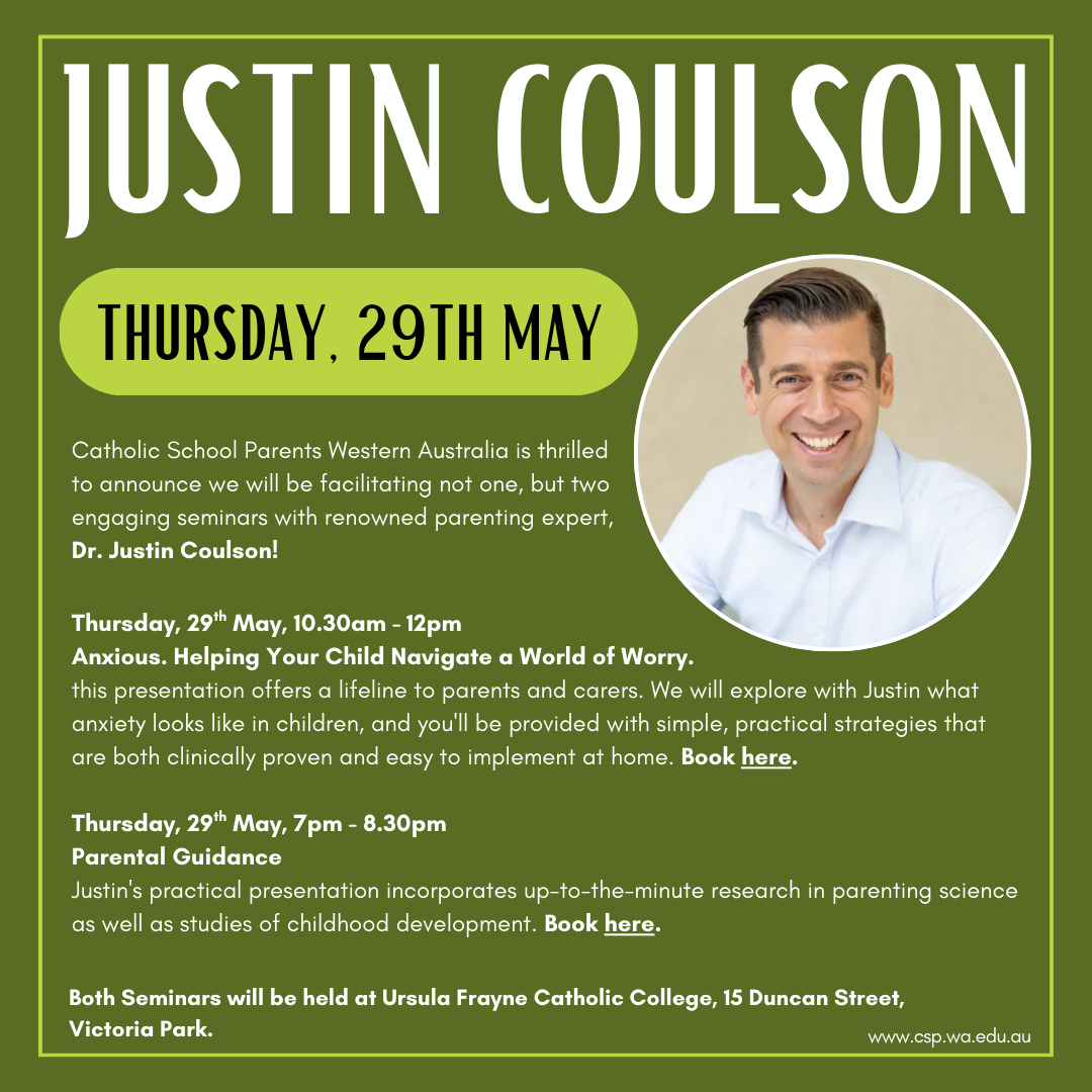 Justin Coulson - Tickets open Justin Coulson - Tickets open