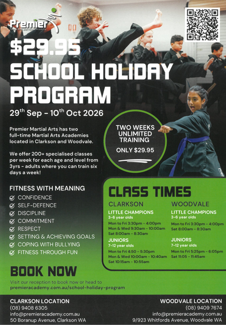 School Holiday Prog Premier Martial Arts