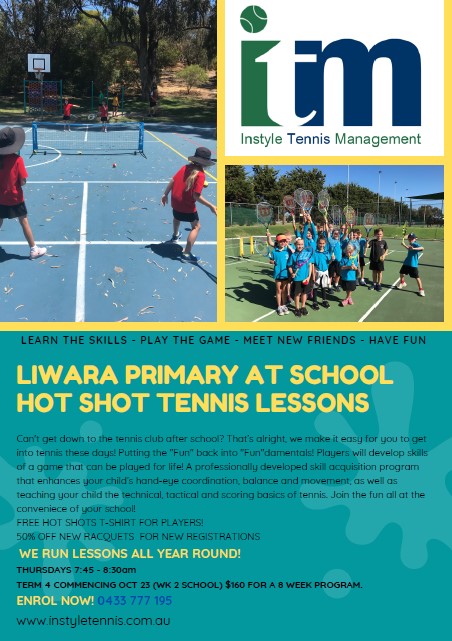 Term 4 Hot Shot Tennis Lessons Term 4 Hot Shot Tennis Lessons